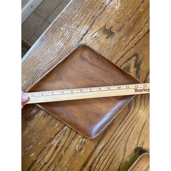 Vintage Filkcraft Monkey Pod Wooden Square Trays Philippines - Picture 5 of 11